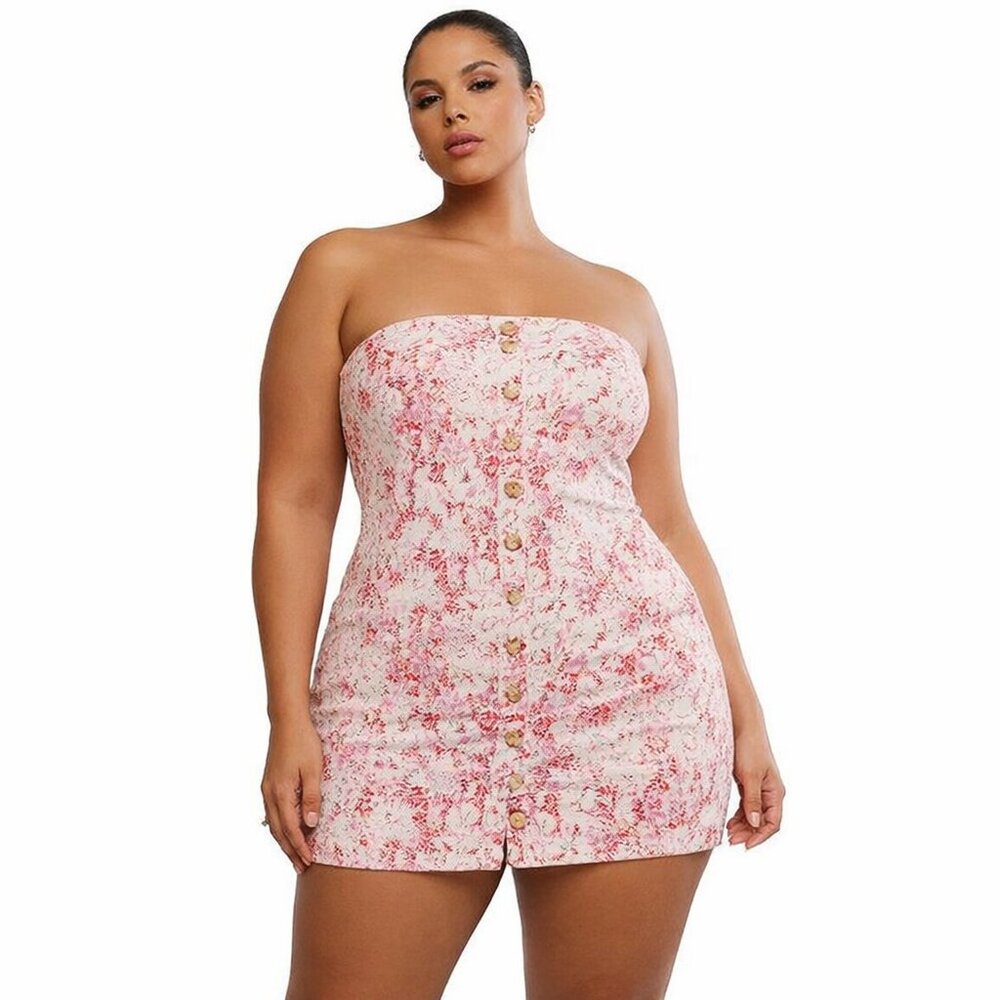 NWT Free People Tomas Mini‎ Dress Floral Printed Tube Smocked Size XL